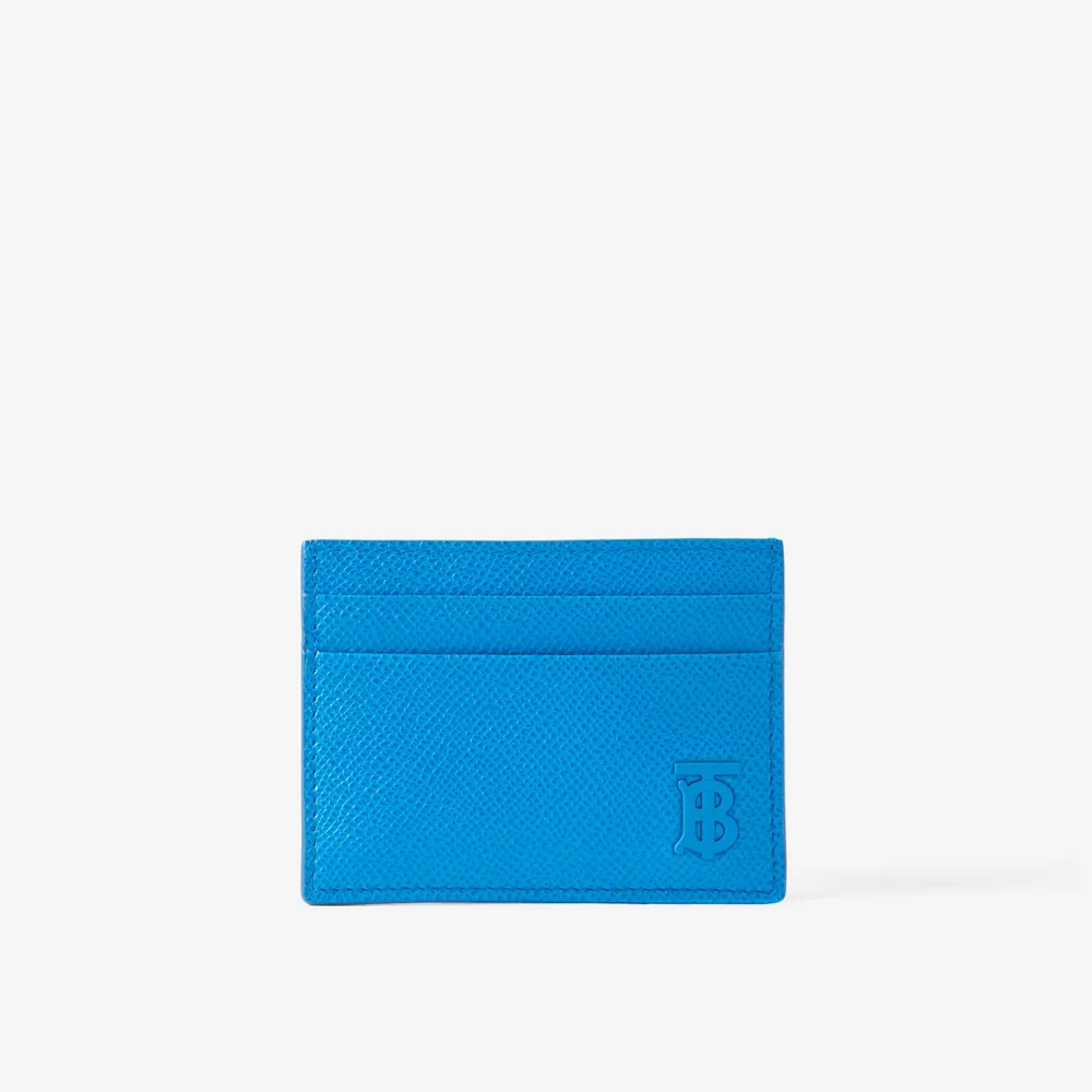 Grainy Leather TB Card Case in Black - Men