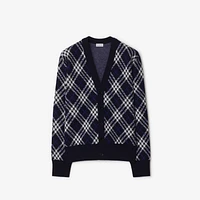 Check Wool Blend Cardigan in Ink blue - Men | Burberry® Official