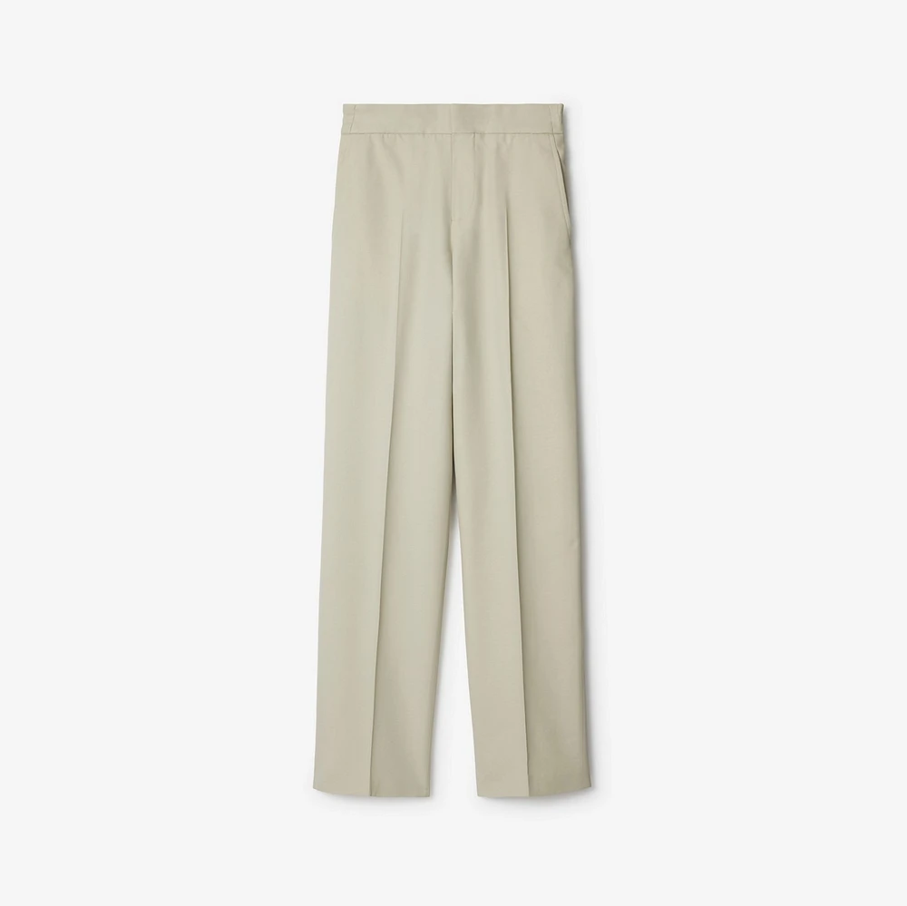 Cotton Blend Trousers in Plaster - Women | Burberry® Official