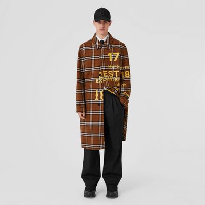 Horseferry Print Check Wool Car Coat Birch Brown - Men | Burberry® Official