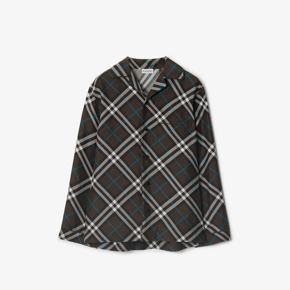 Check Silk Pyjama Shirt in Snug - Women | Burberry® Official
