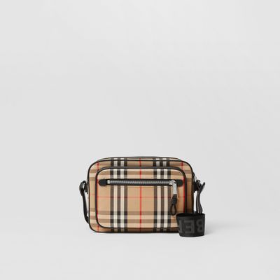 Vintage Check and Leather Crossbody Bag in Archive Beige | Burberry® Official