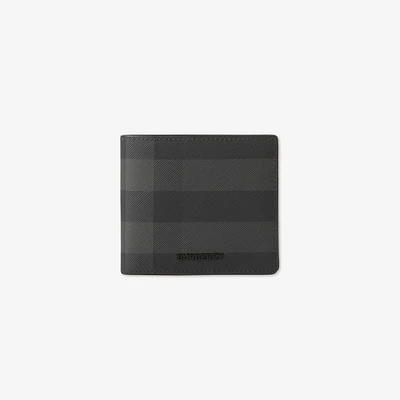 Check Slim Bifold Wallet in Charcoal - Men | Burberry® Official