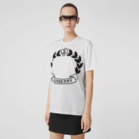 Oak Leaf Crest Motif Cotton Oversized T-shirt White - Women | Burberry® Official