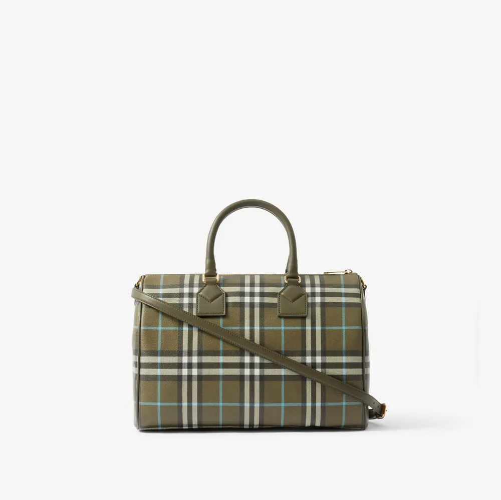 Medium Check Bowling Bag in Olive green - Women | Burberry® Official