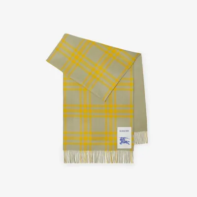 Reversible Check Cashmere Scarf in Hunter | Burberry® Official