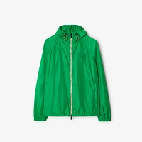 Check Trim Nylon Hooded Jacket in Caterpillar green - Men | Burberry® Official