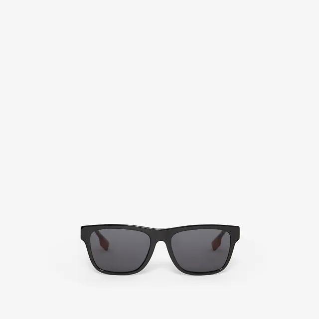 Check Rectangular Sunglasses in Black/beige - Men | Burberry® Official