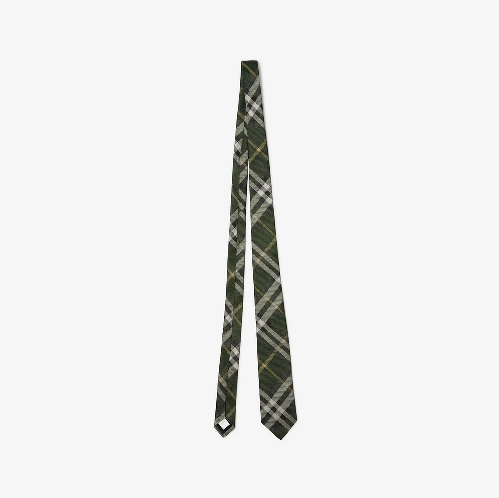 Check Silk Tie in Dark fern - Men | Burberry® Official