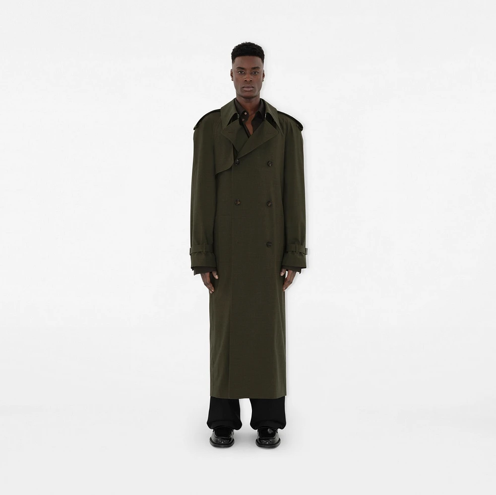 Long Stretch Wool Trench Coat in Brown melange - Men | Burberry® Official