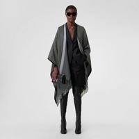 Monogram Motif Cashmere Silk Jacquard Cape in Black - Women | Burberry® Official
