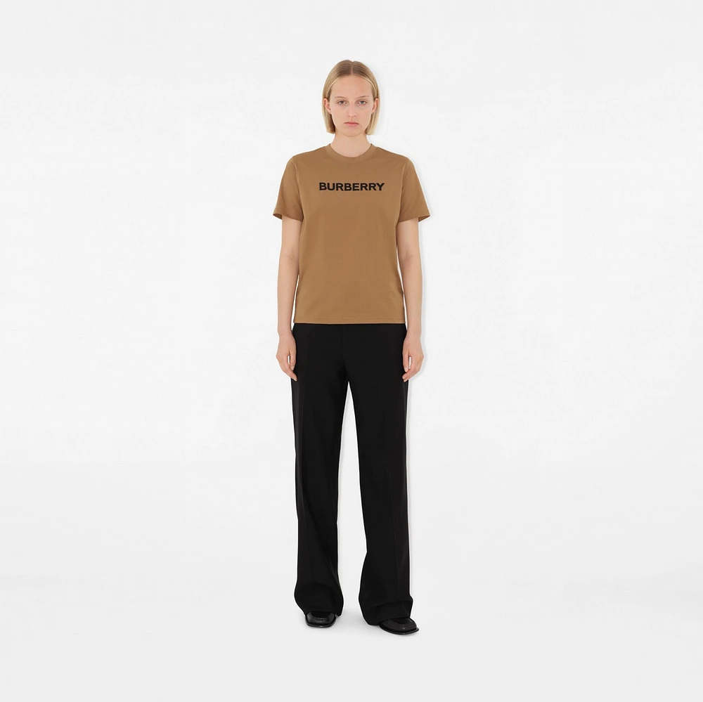 Logo Cotton T-shirt in Camel - Women | Burberry® Official