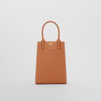 Grainy Leather Micro Frances Tote in Warm Russet Brown - Women | Burberry® Official