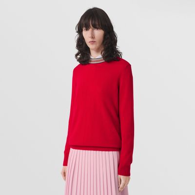 Stripe Detail Cashmere Sweater Bright Red - Women | Burberry® Official