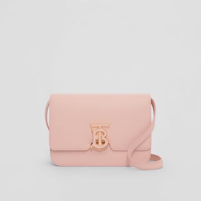 Topstitched Grainy Leather Small TB Bag in Dusky Pink - Women | Burberry® Official