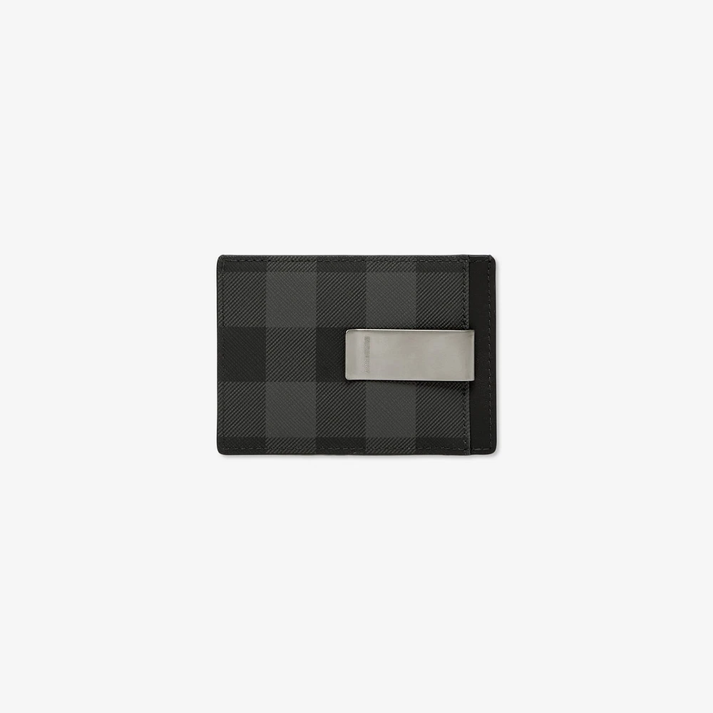 Check Money Clip Card Case in Charcoal - Men, Canvas | Burberry® Official