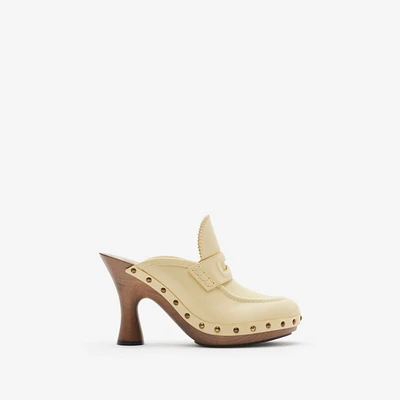 Leather Potter Clogs in Bake - Women | Burberry® Official