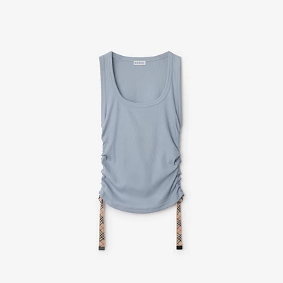 Festival Cotton Blend Tank Top in Gale - Women | Burberry® Official