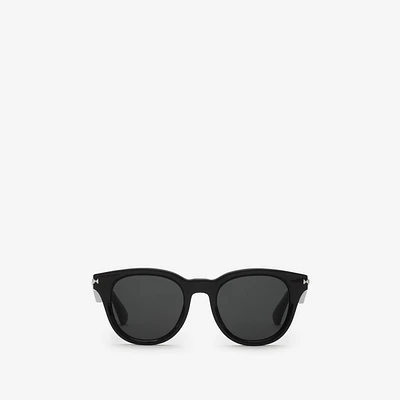 Logo Bar Round Sunglasses in Black | Burberry® Official