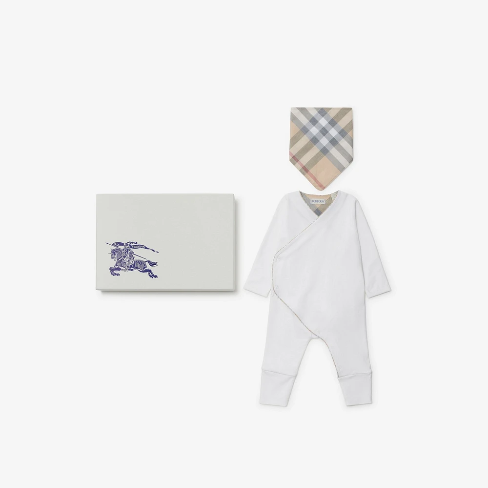 Cotton Two-piece Baby Gift Set in White