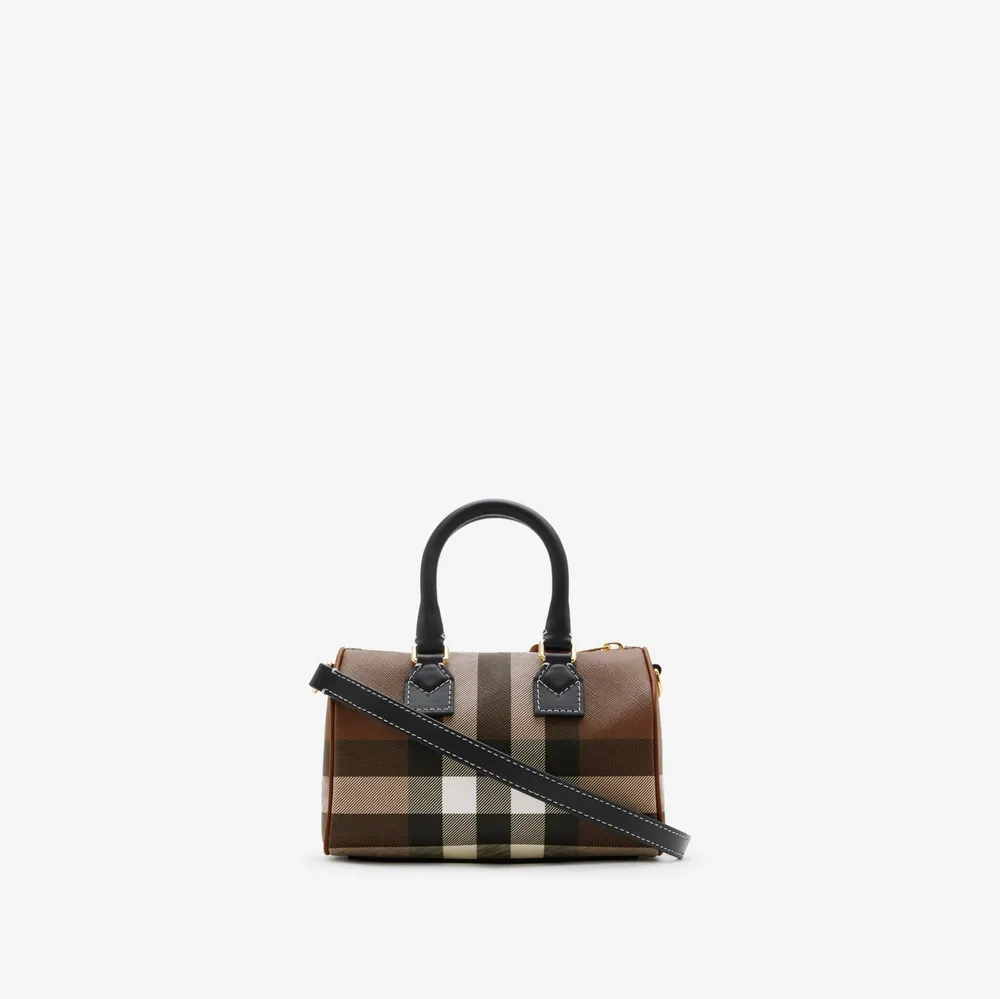 Mini Check Bowling Bag in Dark birch brown - Women | Burberry® Official