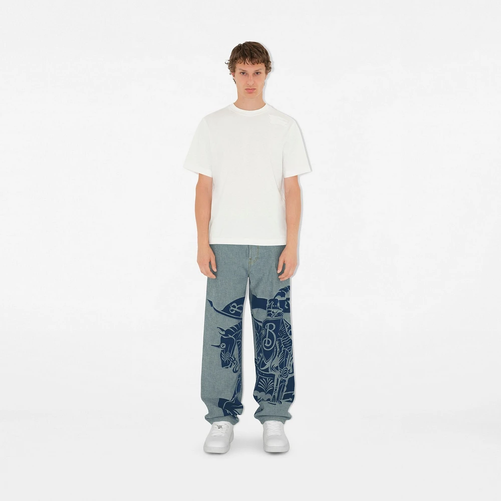 EKD Oversized Fit Jeans in Denim blue - Men, Cotton | Burberry® Official