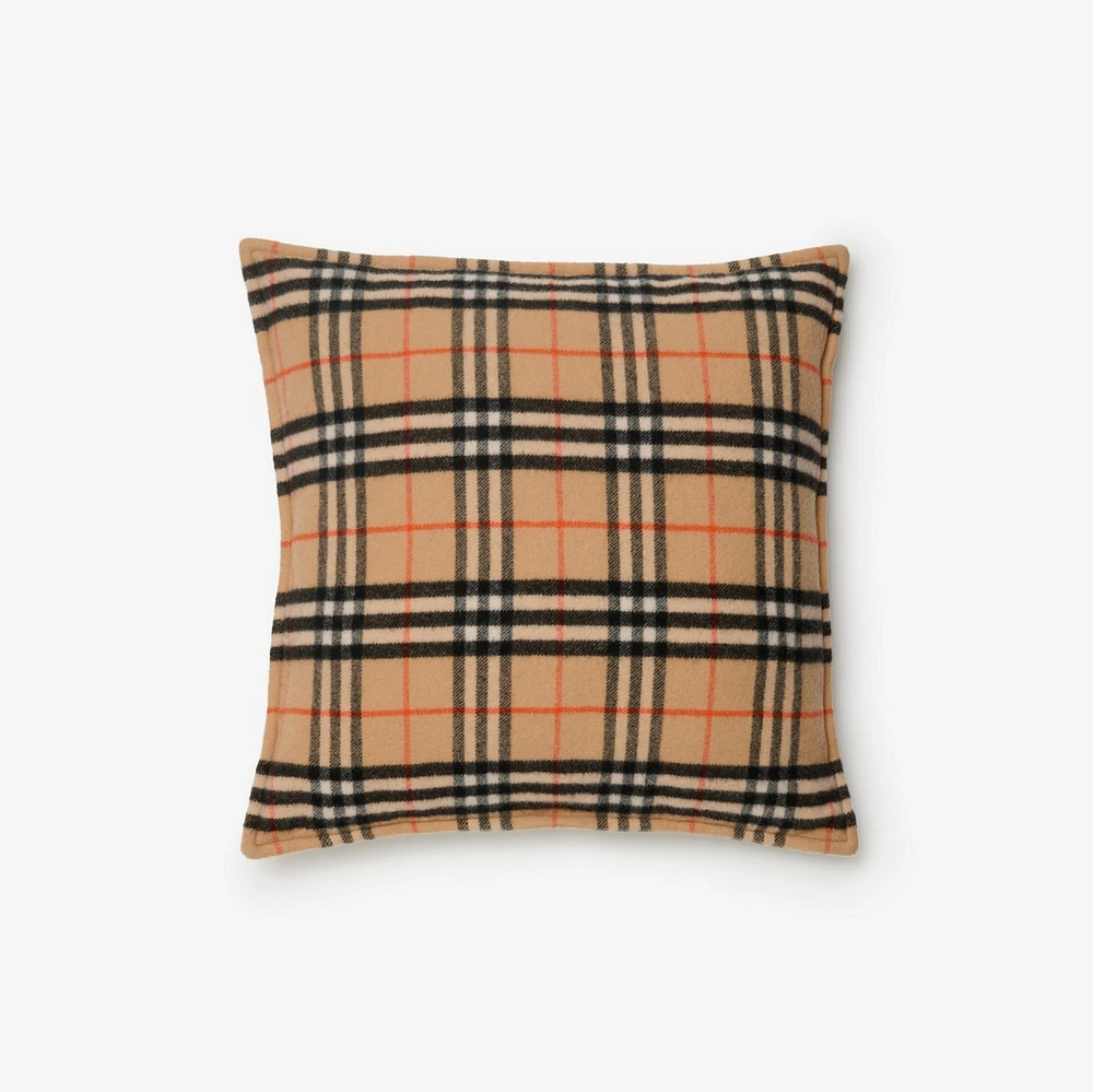 Check Wool Cashmere Cushion in Sand | Burberry® Official