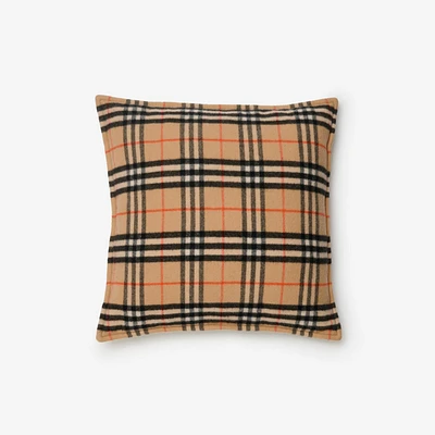 Check Wool Cashmere Cushion in Sand | Burberry® Official