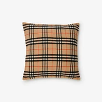 Check Wool Cashmere Cushion in Sand | Burberry® Official