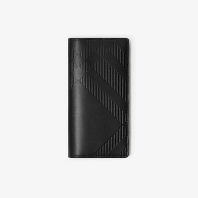 Embossed Check Continental Wallet in Black - Men, Leather | Burberry® Official