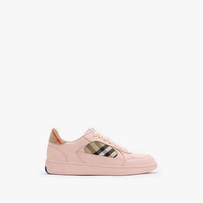 Leather and Check Terrace Sneakers​ in Flora/sand - Women | Burberry® Official