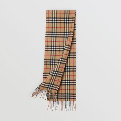 The Mini Classic Vintage Check Cashmere Scarf in Archive Beige - Children | Burberry® Official