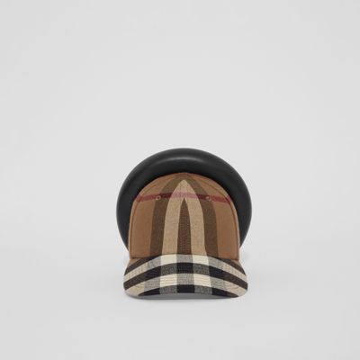 Leather Hairband Check Reconstructed Cap Birch Brown | Burberry® Official