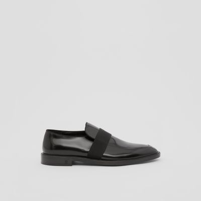 Ribbon detail Leather Loafers Black - Men | Burberry® Official