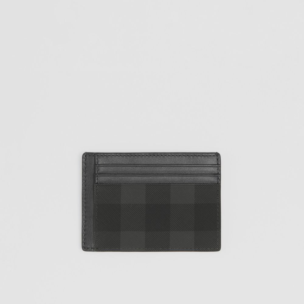Burberry Check Card and Leather Card Holder with Money Clip Black
