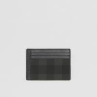 Charcoal Check and Leather Money Clip Card Case - Men | Burberry® Official