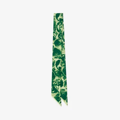 Skinny Rose Silk Scarf in Ivy | Burberry® Official