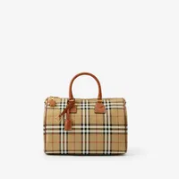 Medium Check Bowling Bag in Archive beige/briar brown - Women, Vintage Check | Burberry® Official