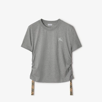 Festival Cotton T-shirt in Pale grey melange - Women | Burberry® Official