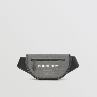 Horseferry Print Canvas Small Olympia Bum Bag in Black/grey - Men | Burberry® Official