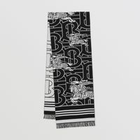 Montage Wool Silk Jacquard Scarf in Black | Burberry® Official
