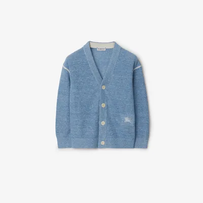 Linen Cotton Cardigan in Light blue melange | Burberry® Official