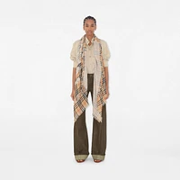 Wide EKD Check Wool Scarf in Sand | Burberry® Official