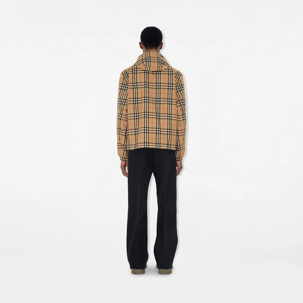 Reversible Check Hooded Jacket in Sand - Men | Burberry® Official
