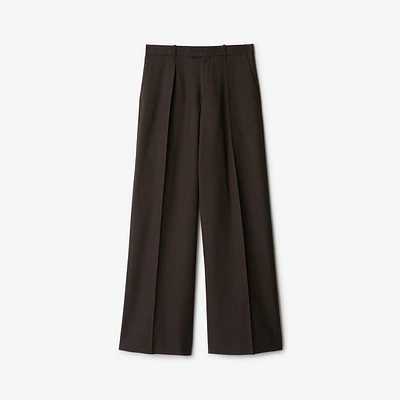 Wool Tailored Trousers in Brown/black - Men | Burberry® Official