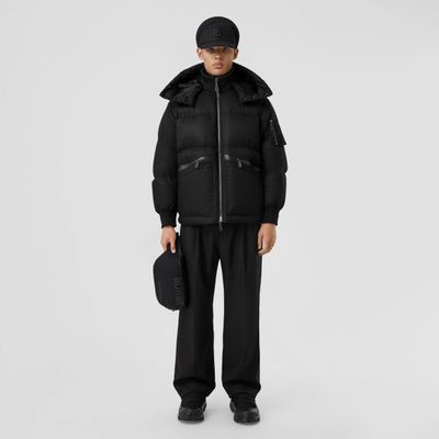 Detachable Hood Cotton Gabardine Puffer Jacket Black - Men | Burberry® Official