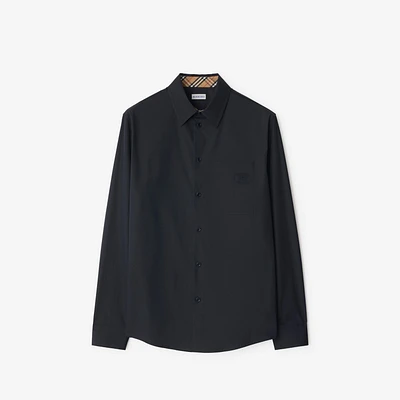 Cotton Poplin Shirt in Navy - Men | Burberry® Official
