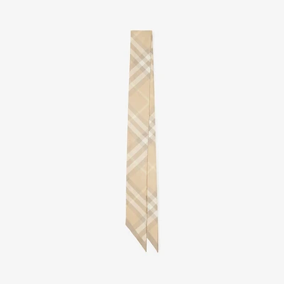 Skinny Check Silk Scarf in Flax | Burberry® Official