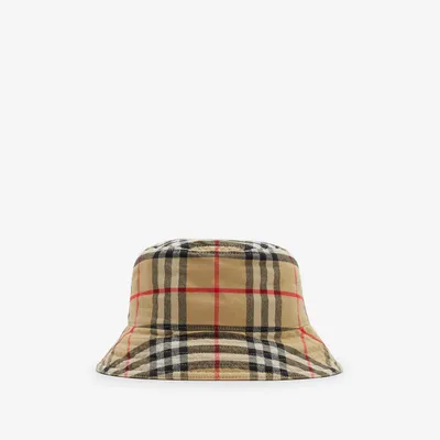 Check Cotton Bucket Hat in Archive beige - Men | Burberry® Official
