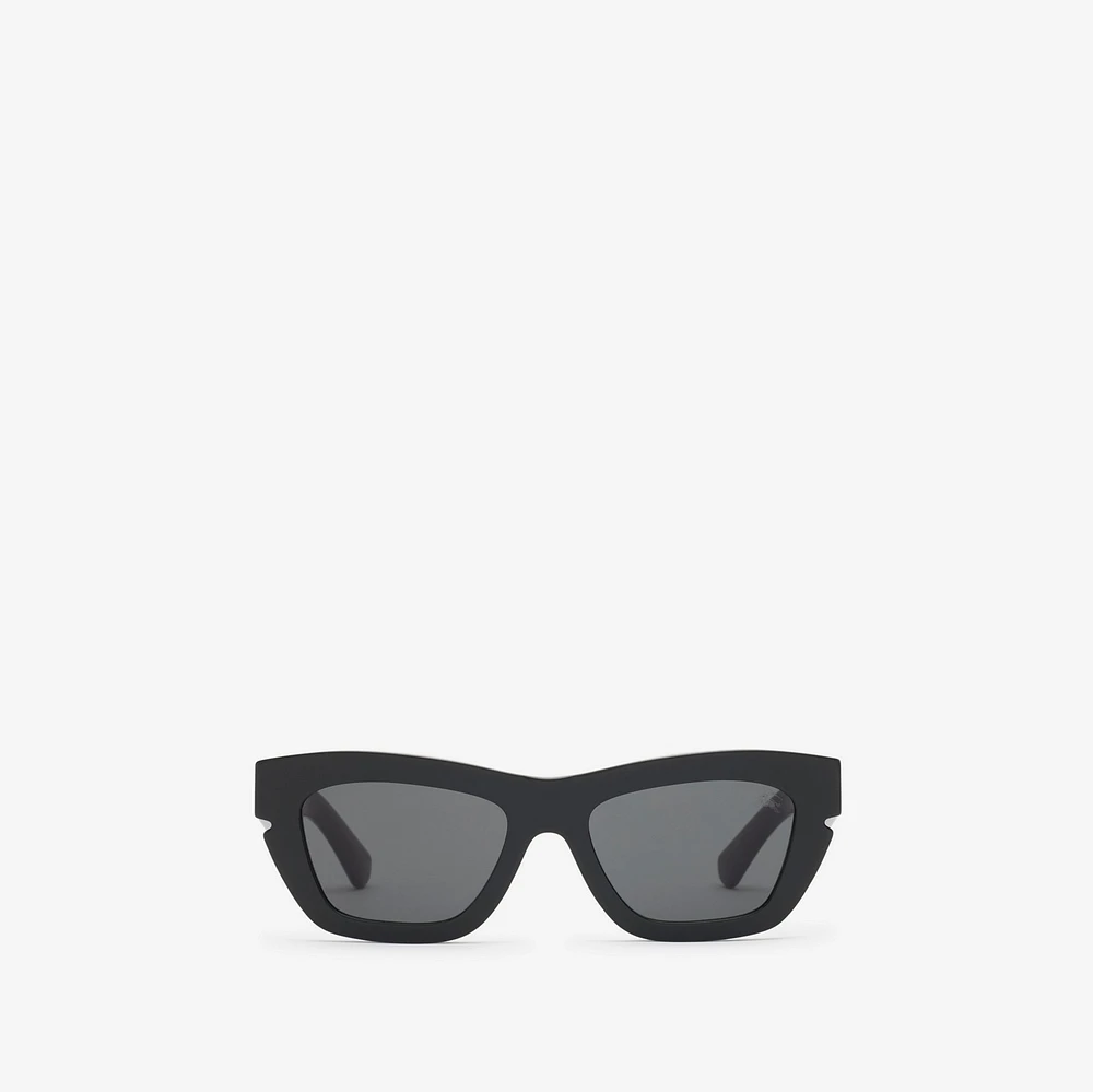 Inlaid Check Cat-eye Sunglasses​ in Black - Women | Burberry® Official